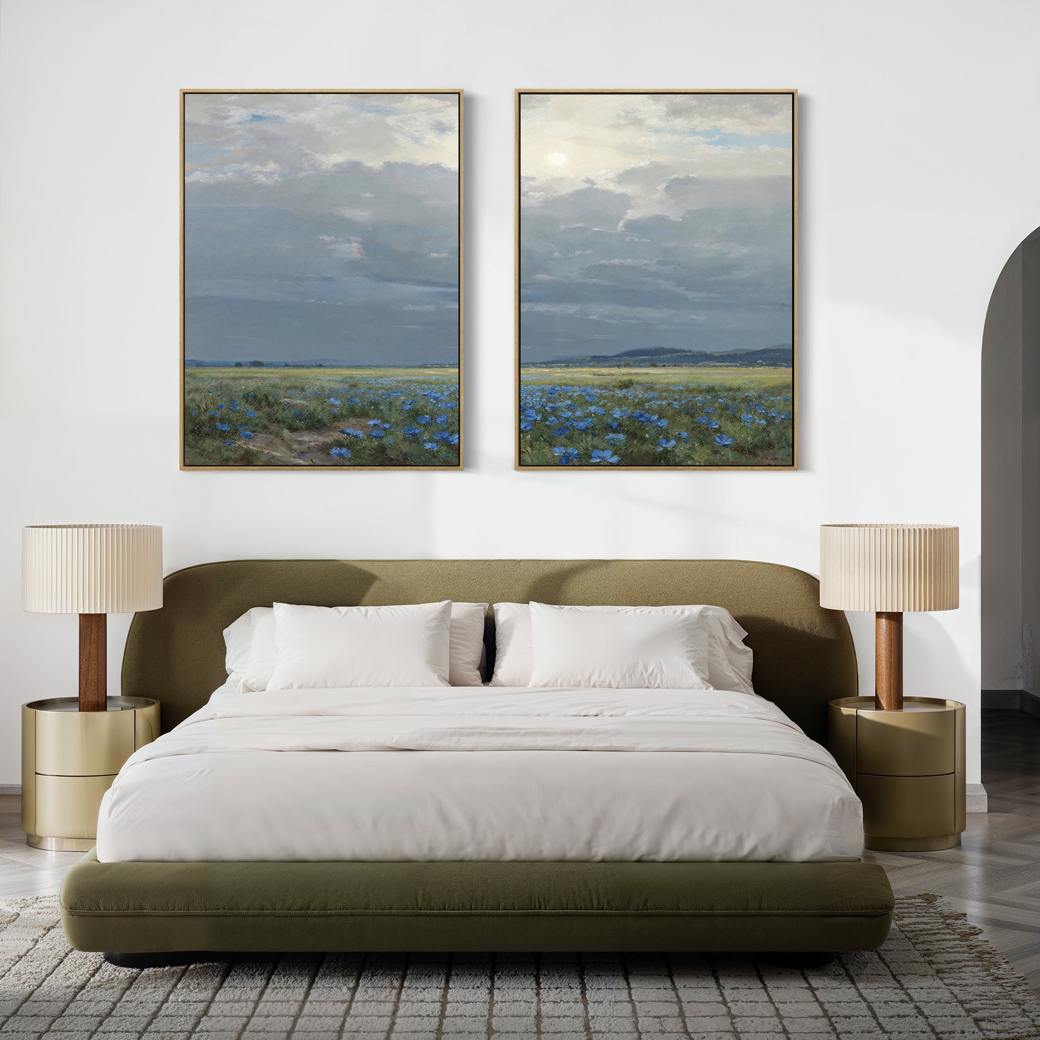 Where the Wildflowers Wander – Set of 2 Canvas Prints set of 2 – blue vintage canvas wall art by Aspire Prints