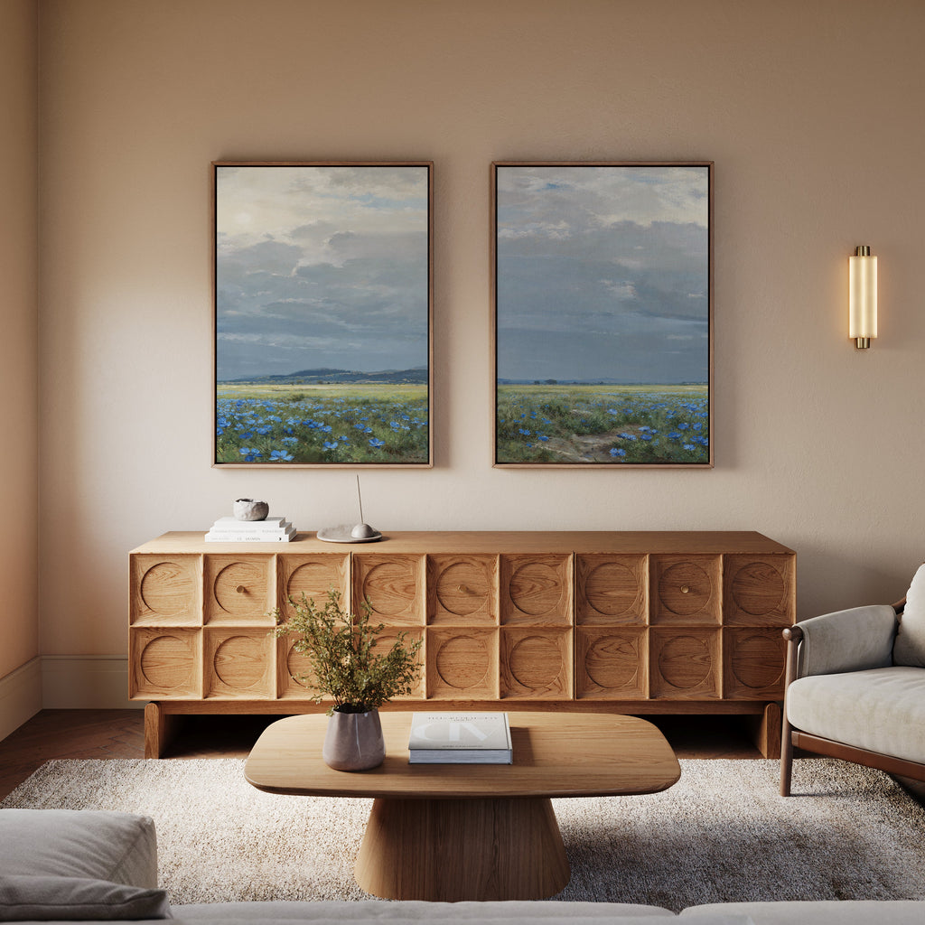 Where the Wildflowers Wander – Set of 2 Canvas Prints set of 2 – blue vintage canvas wall art by Aspire Prints