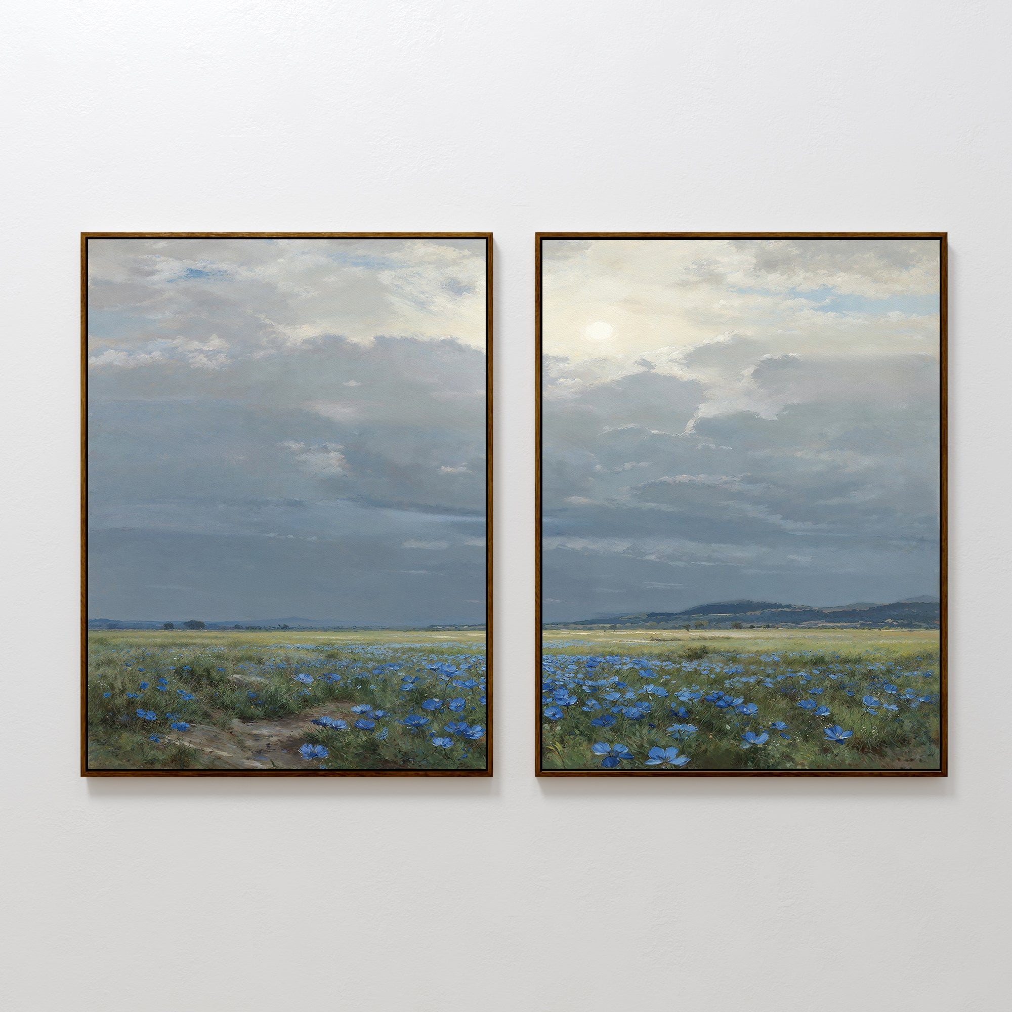 Where the Wildflowers Wander – Set of 2 Canvas Prints set of 2 – blue vintage canvas wall art by Aspire Prints