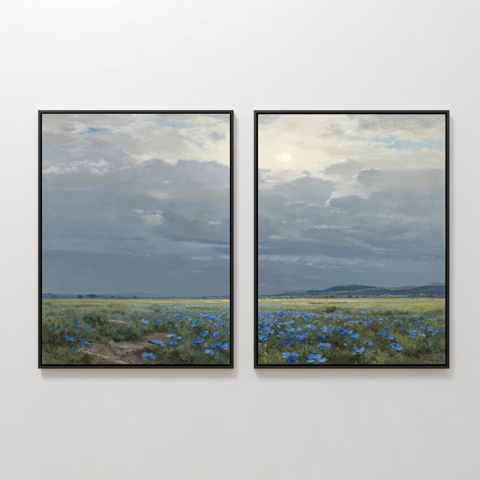 Where the Wildflowers Wander – Set of 2 Canvas Prints set of 2 – blue vintage canvas wall art by Aspire Prints