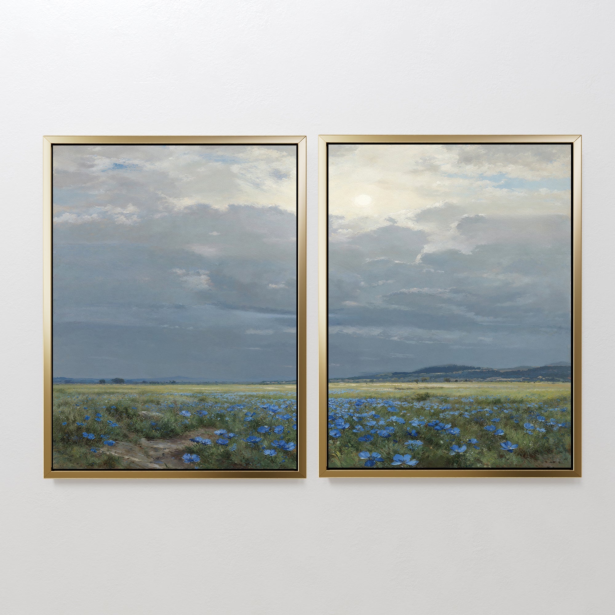 Where the Wildflowers Wander – Set of 2 Canvas Prints set of 2 – blue vintage canvas wall art by Aspire Prints