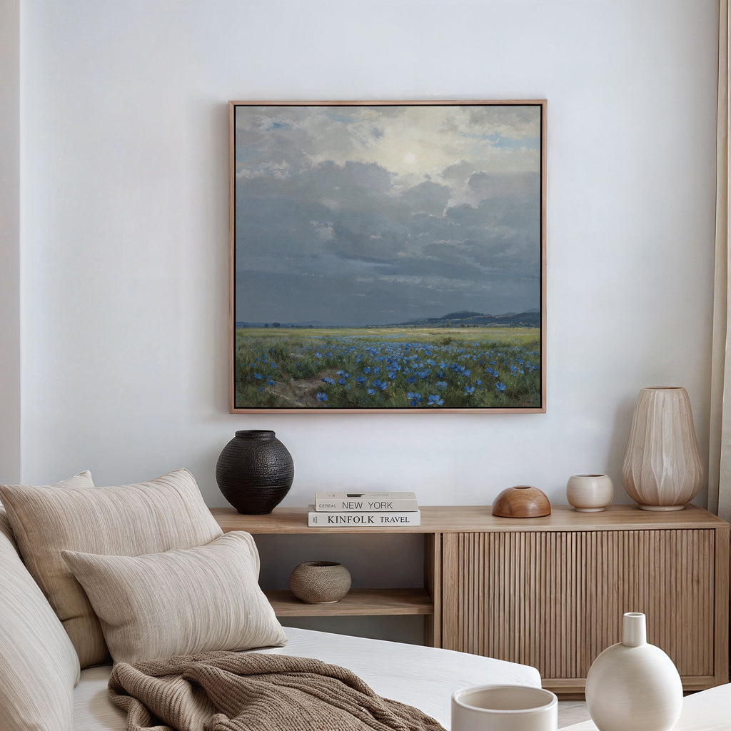 Whispers in Cornflower Blue – blue vintage canvas wall art print by Aspire Prints