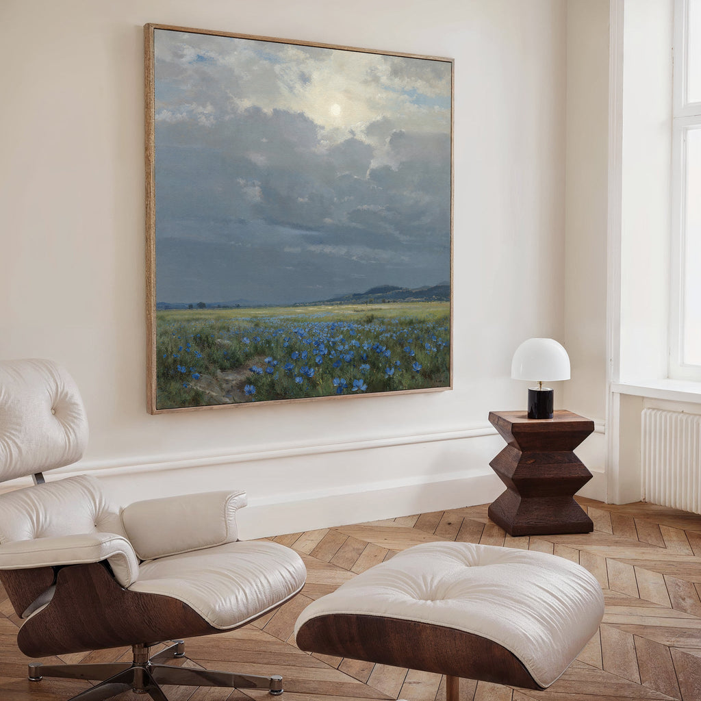 Whispers in Cornflower Blue – blue vintage canvas wall art print by Aspire Prints