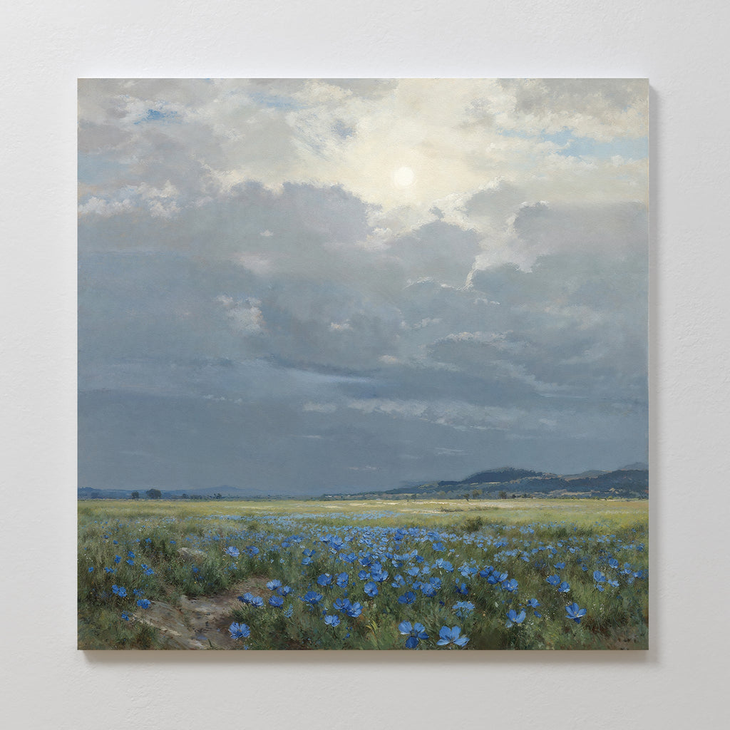 Whispers in Cornflower Blue – blue vintage canvas wall art print by Aspire Prints