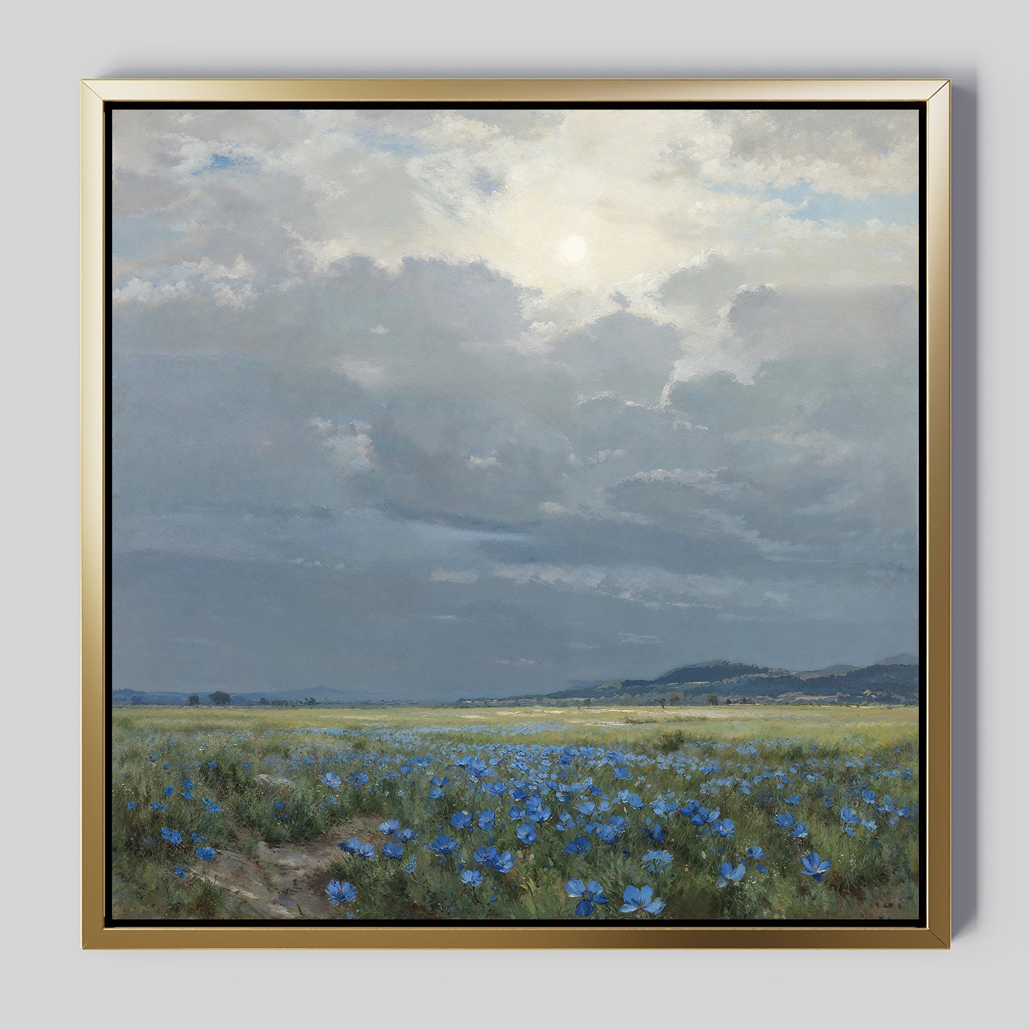 Whispers in Cornflower Blue – blue vintage canvas wall art print by Aspire Prints