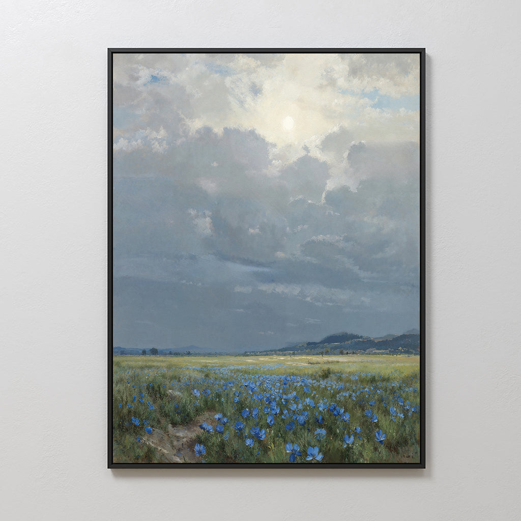 Whispers of the Cornflower Meadow Canvas Print – blue vintage canvas wall art print by Aspire Prints