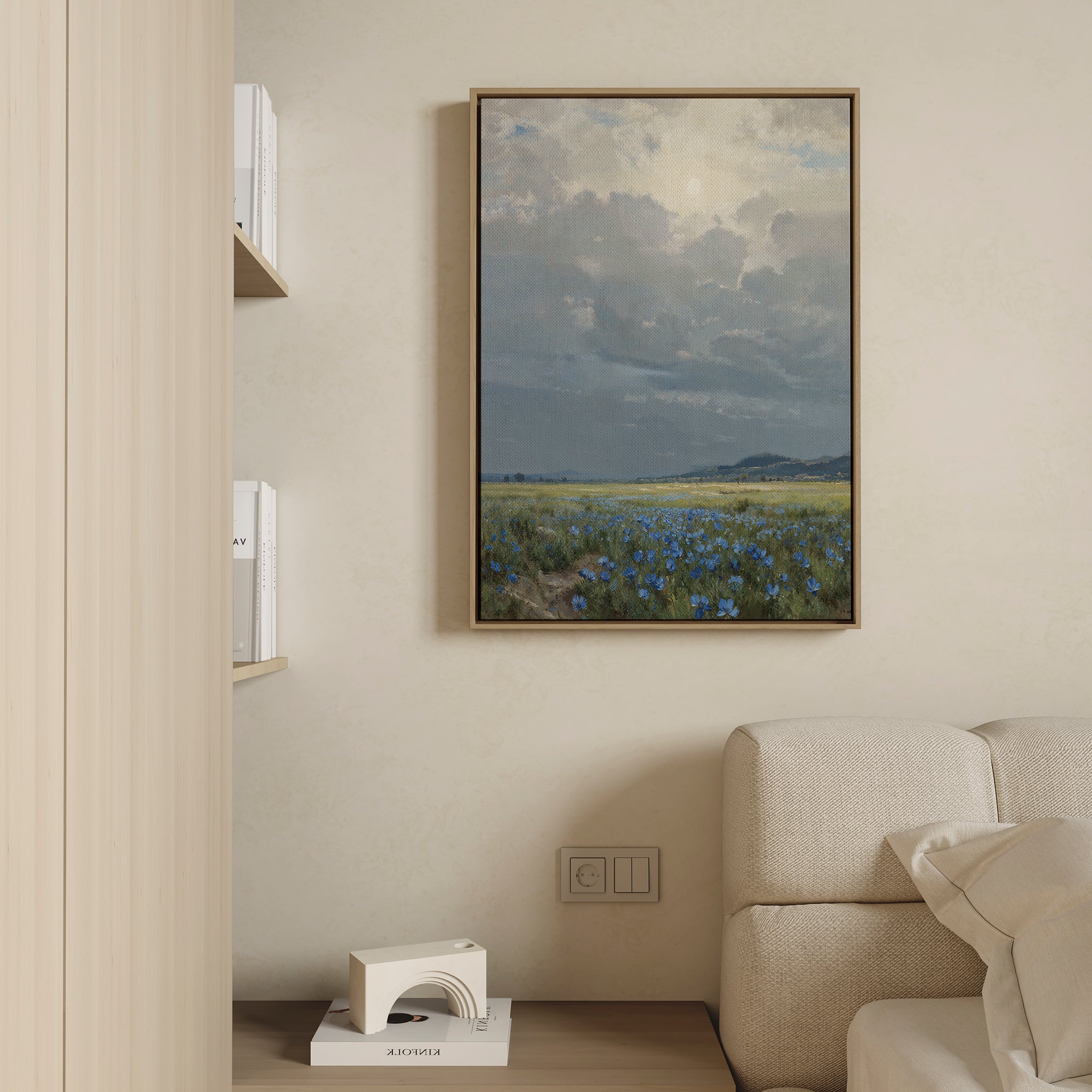 Whispers of the Cornflower Meadow Canvas Print – blue vintage canvas wall art print by Aspire Prints