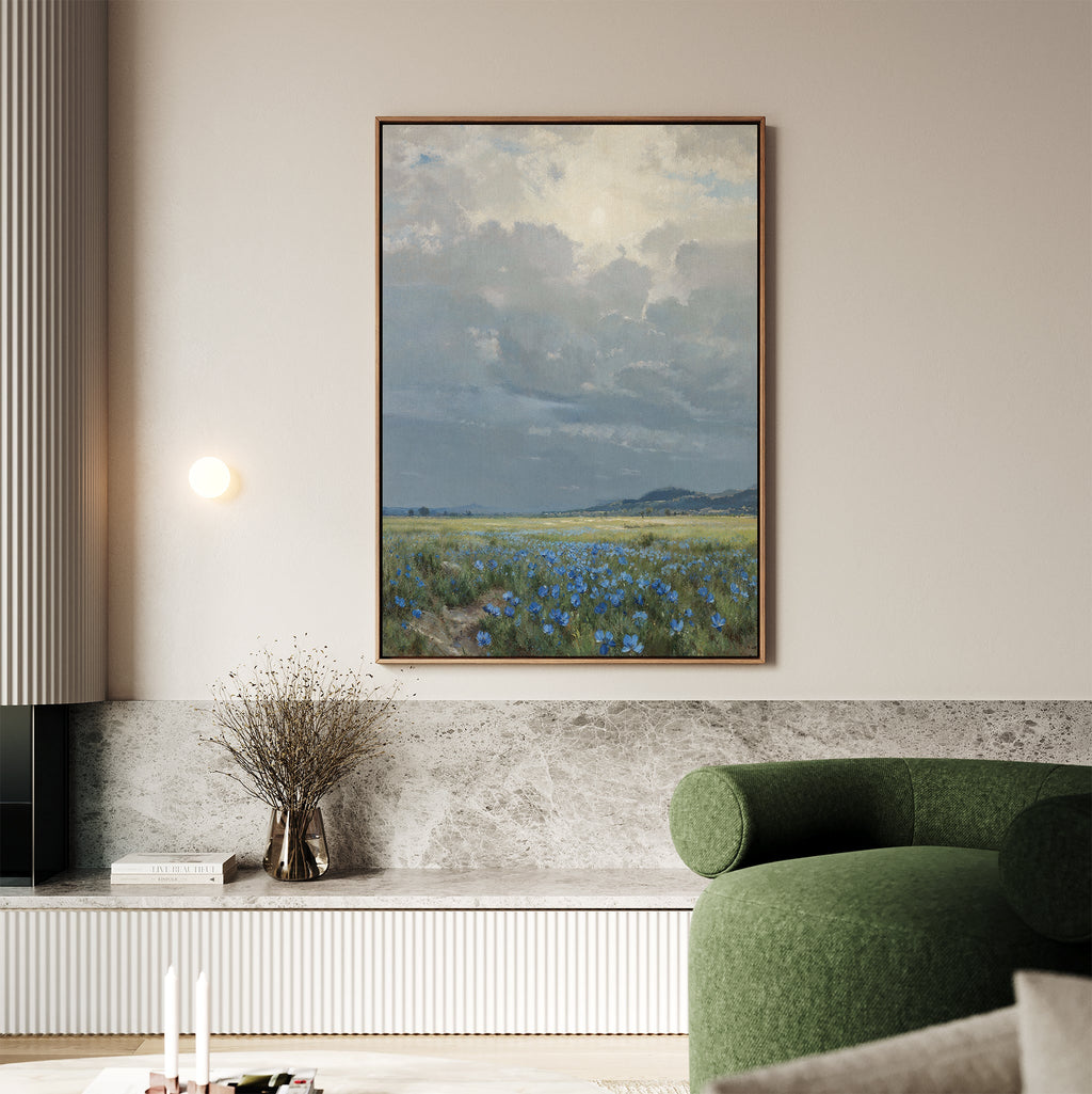 Whispers of the Cornflower Meadow Canvas Print – blue vintage canvas wall art print by Aspire Prints