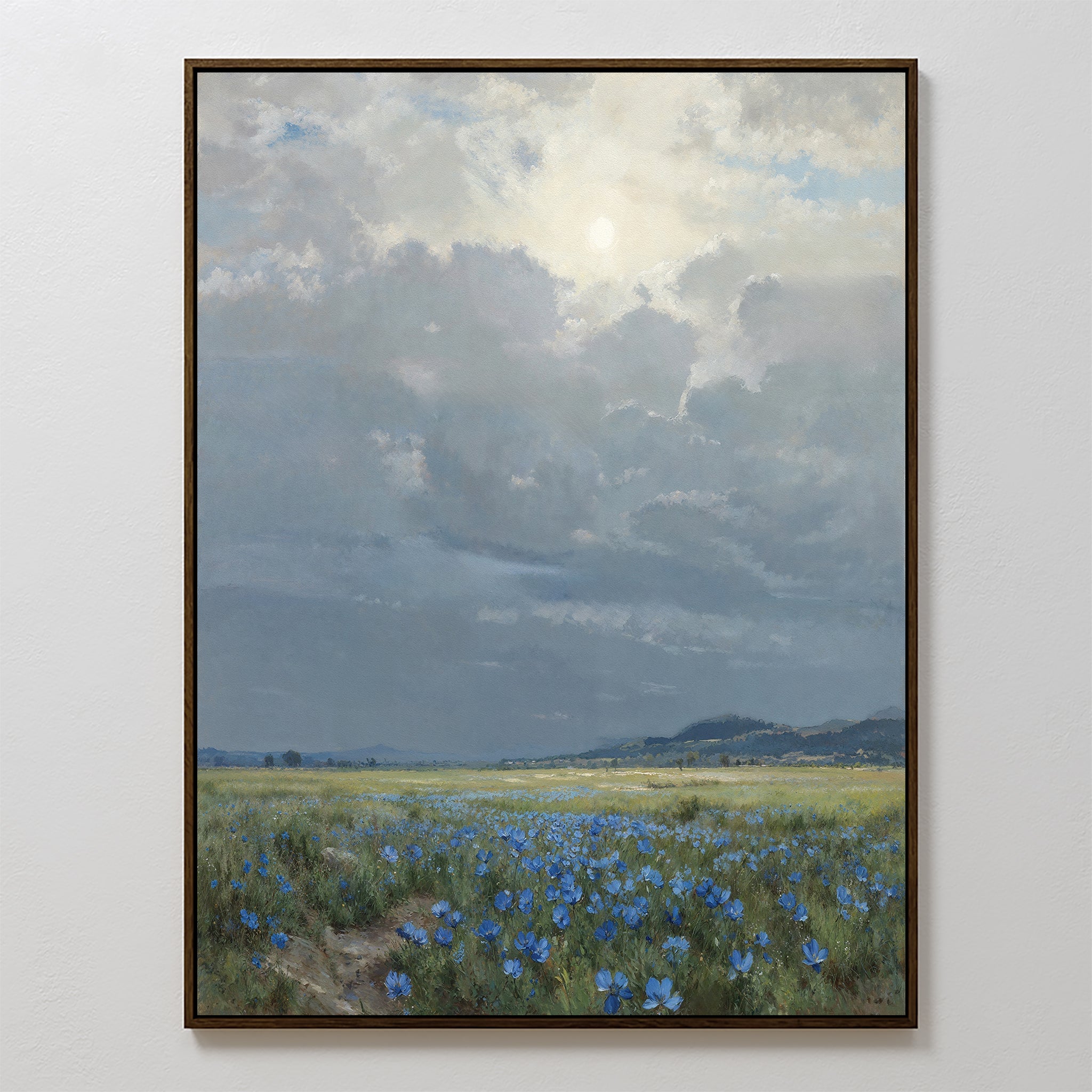 Whispers of the Cornflower Meadow Canvas Print – blue vintage canvas wall art print by Aspire Prints