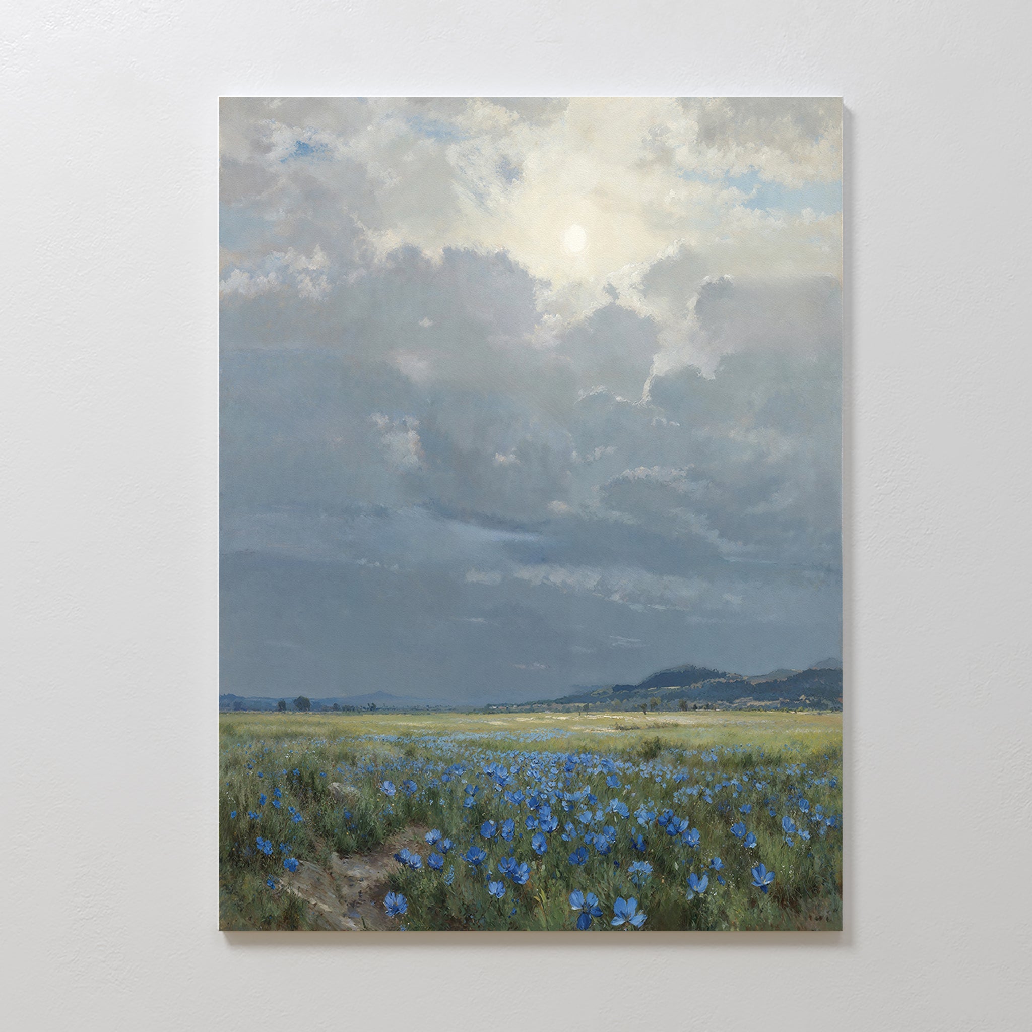 Whispers of the Cornflower Meadow Canvas Print – blue vintage canvas wall art print by Aspire Prints