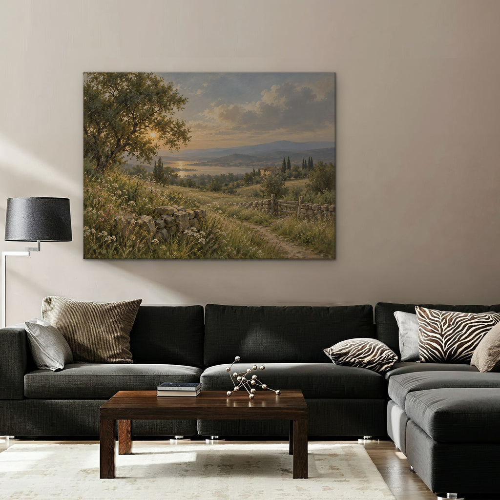 Countryside Sunset Canvas Art - Horizontal – Stretched Canvas Only in room setting