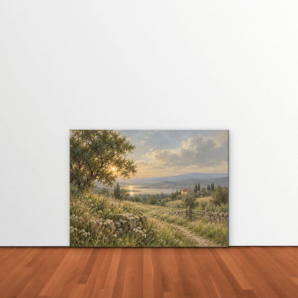 Countryside Sunset Canvas Art - Horizontal – Stretched Canvas Only in room setting