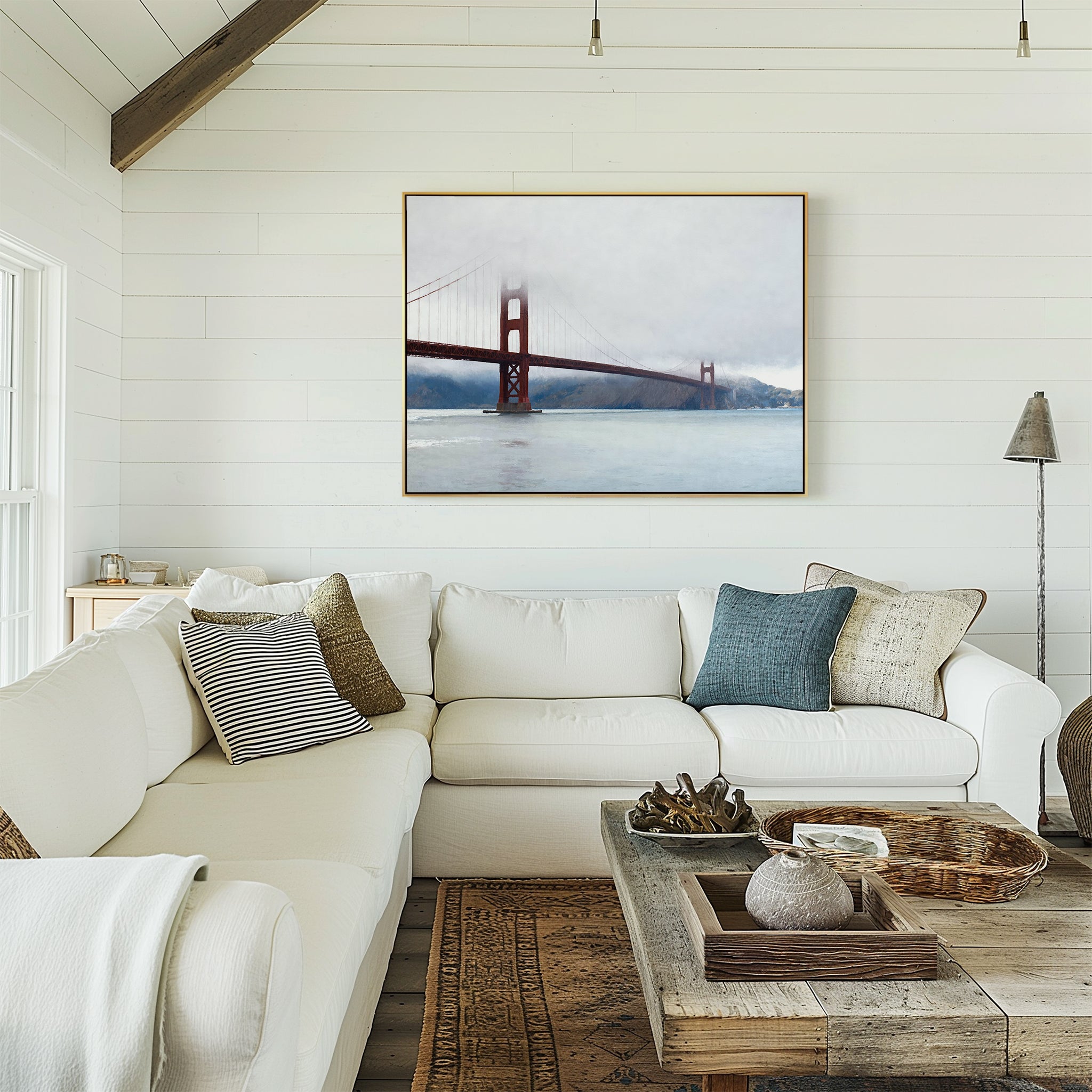 Crimson Passage – blue vintage canvas wall art print by Aspire Prints