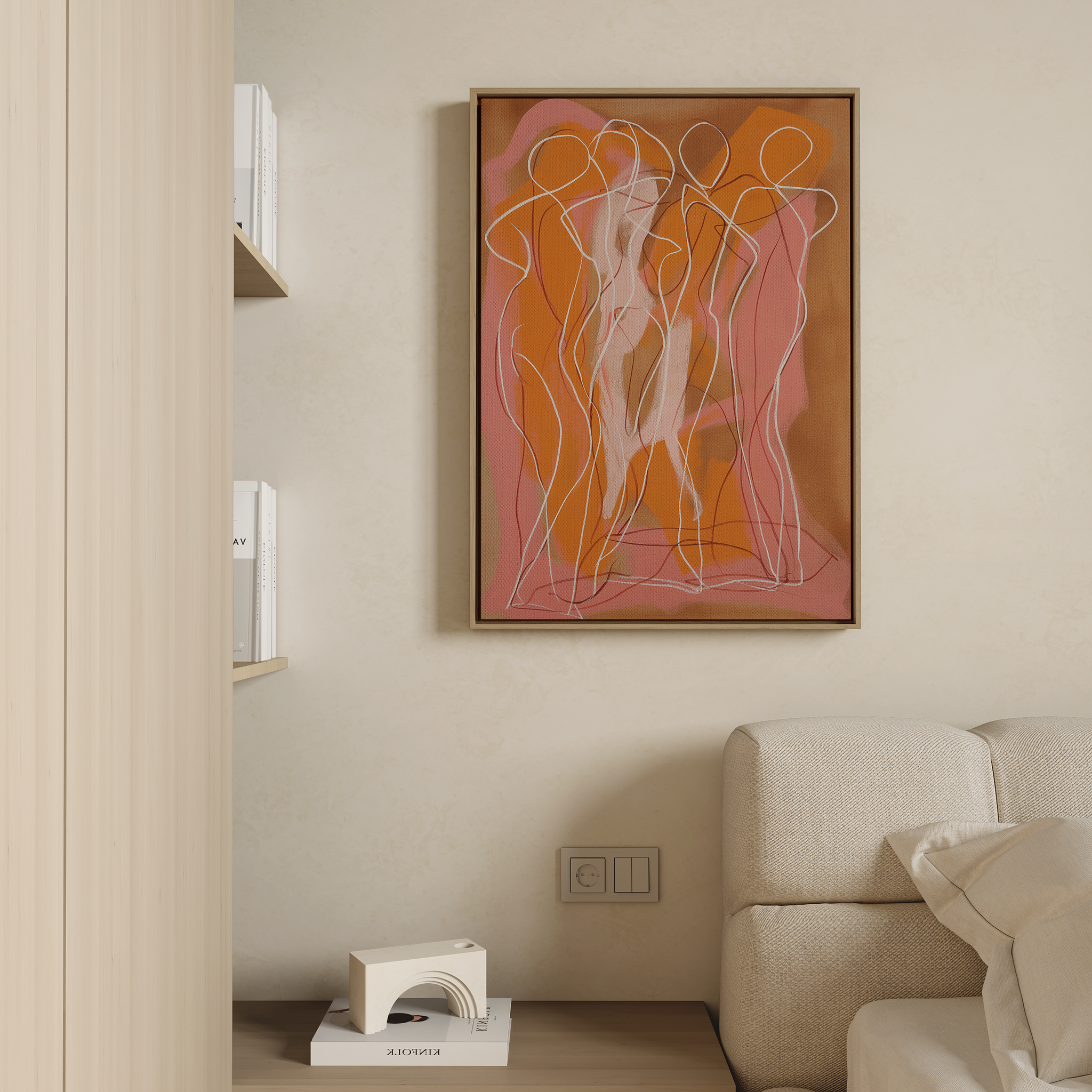 Amber Reverie – blush pink abstract canvas wall art print by Aspire Prints