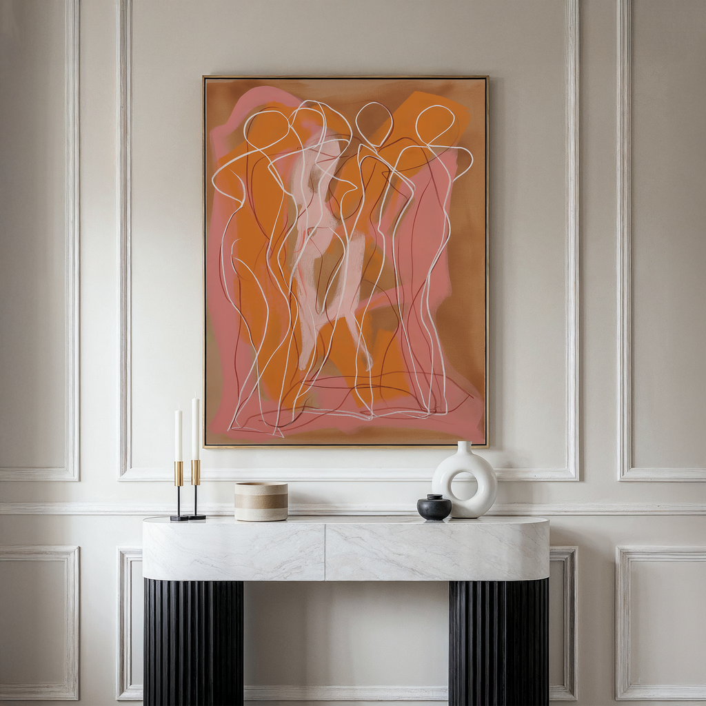 Amber Reverie – blush pink abstract canvas wall art print by Aspire Prints