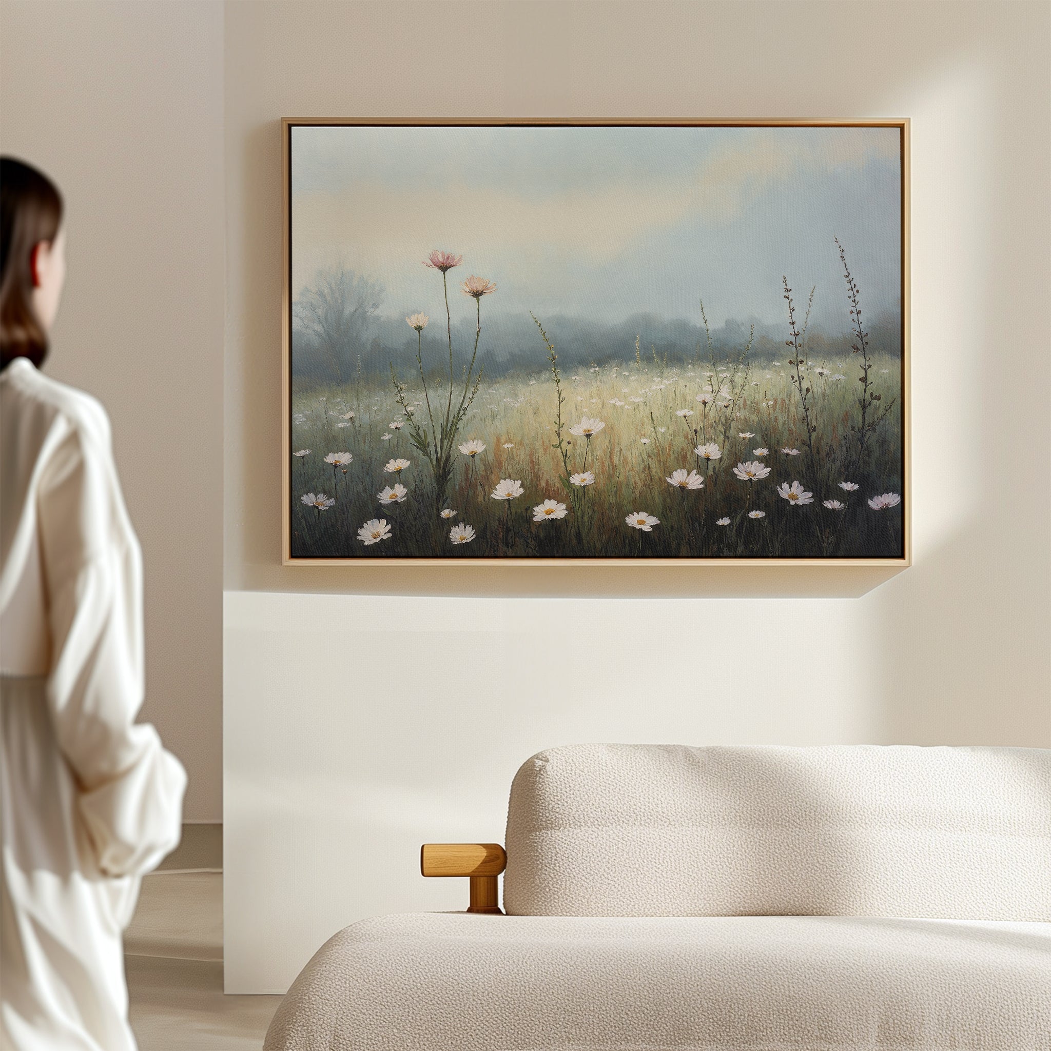 Whispers of First Light – green botanical canvas wall art print by Aspire Prints