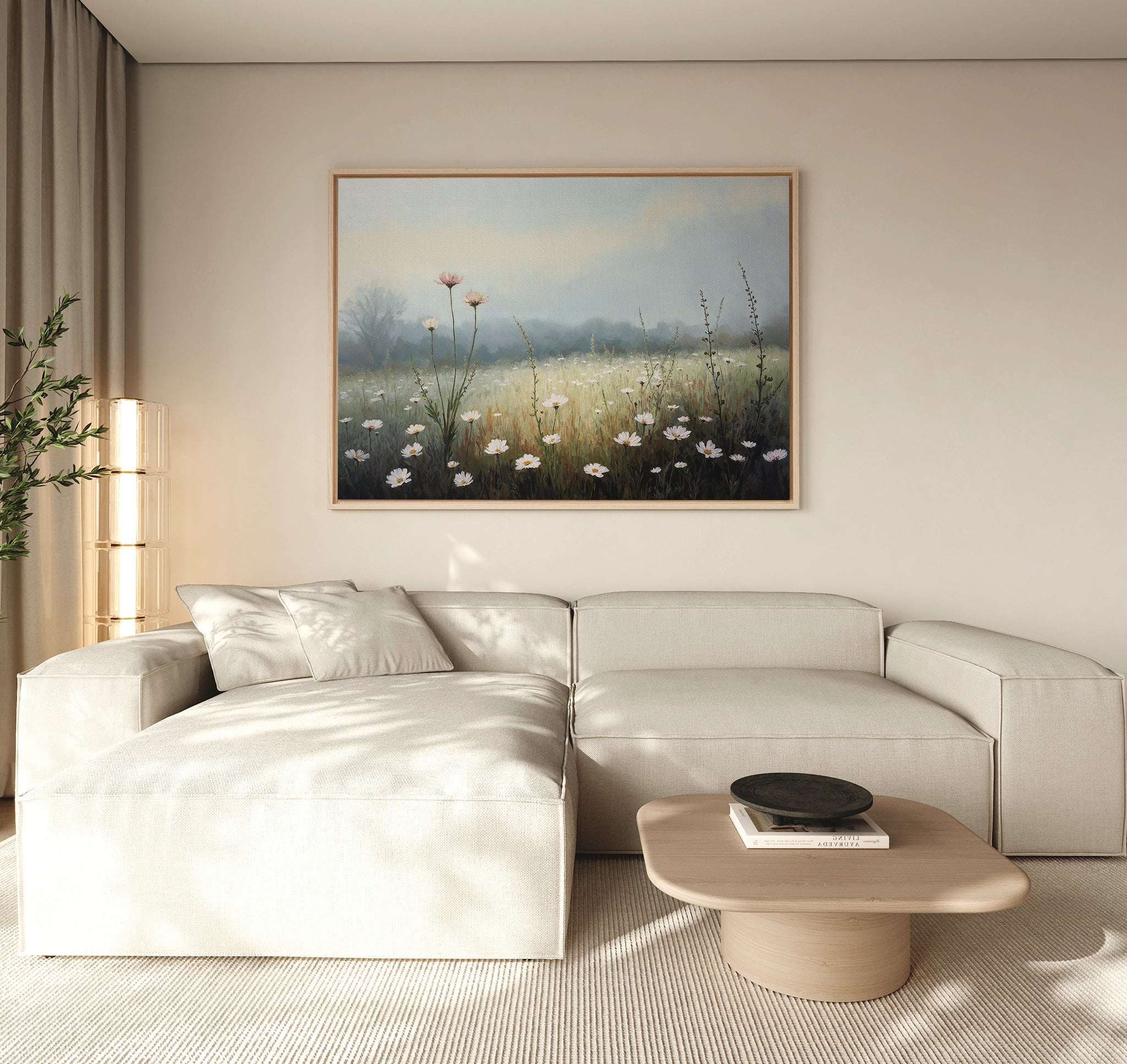 Whispers of First Light – green botanical canvas wall art print by Aspire Prints
