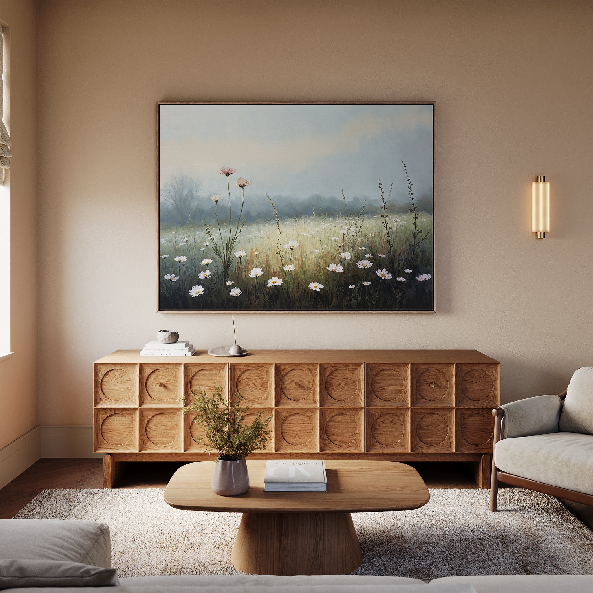 Whispers of First Light – green botanical canvas wall art print by Aspire Prints