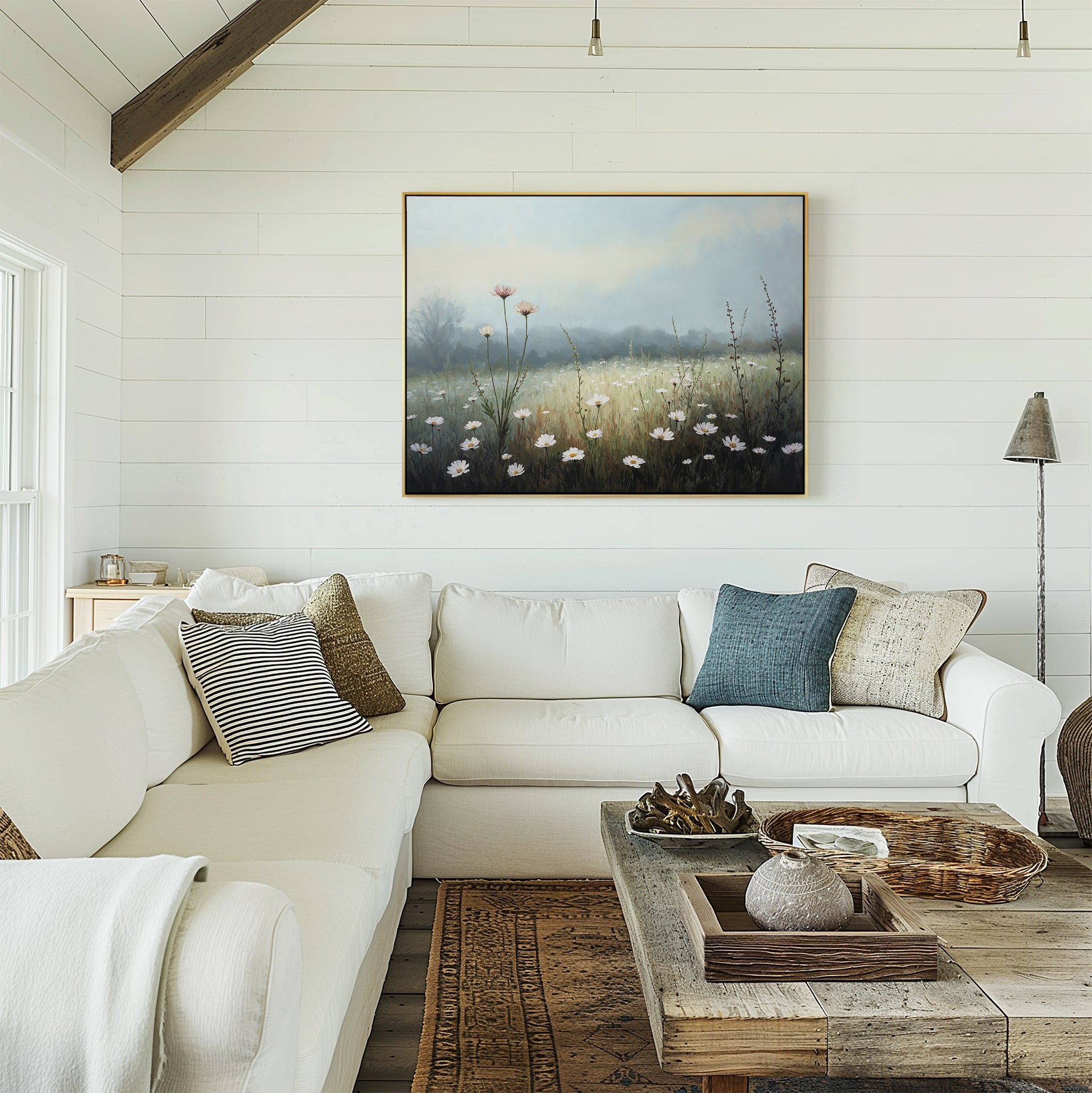 Whispers of First Light – green botanical canvas wall art print by Aspire Prints