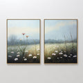 Whispers in the Wildflowers – Set of 2 Canvas Prints set of 2 – green botanical canvas wall art by Aspire Prints