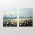 Whispers in the Wildflowers – Set of 2 Canvas Prints set of 2 – green botanical canvas wall art by Aspire Prints