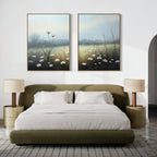 Whispers in the Wildflowers – Set of 2 Canvas Prints set of 2 – green botanical canvas wall art by Aspire Prints