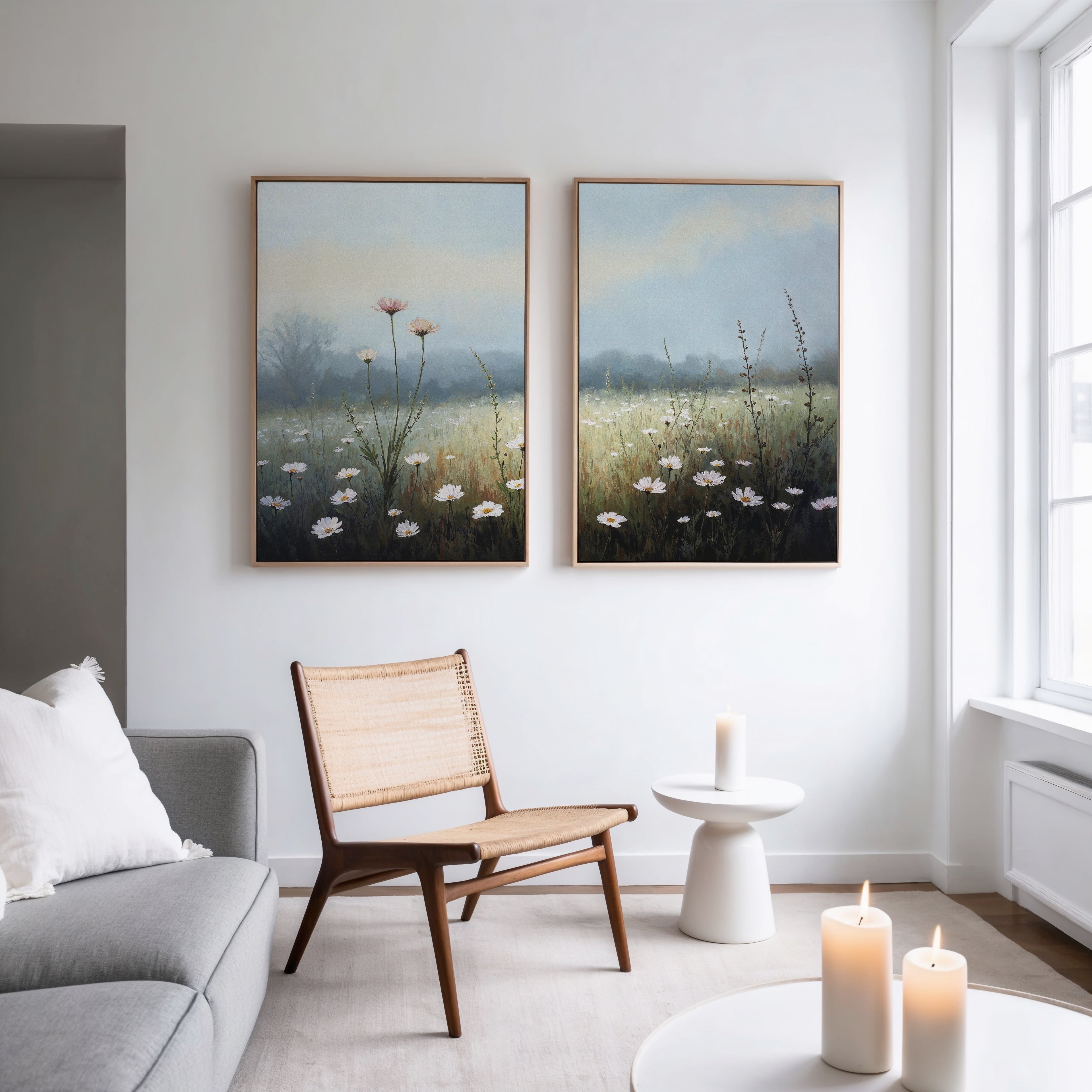 Whispers in the Wildflowers – Set of 2 Canvas Prints set of 2 – green botanical canvas wall art by Aspire Prints