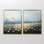 Whispers in the Wildflowers – Set of 2 Canvas Prints set of 2 – green botanical canvas wall art by Aspire Prints
