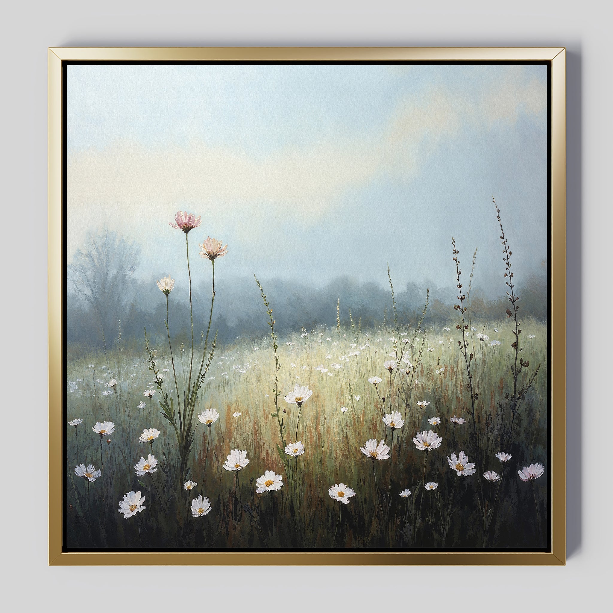 Whispers of First Light – green botanical canvas wall art print by Aspire Prints