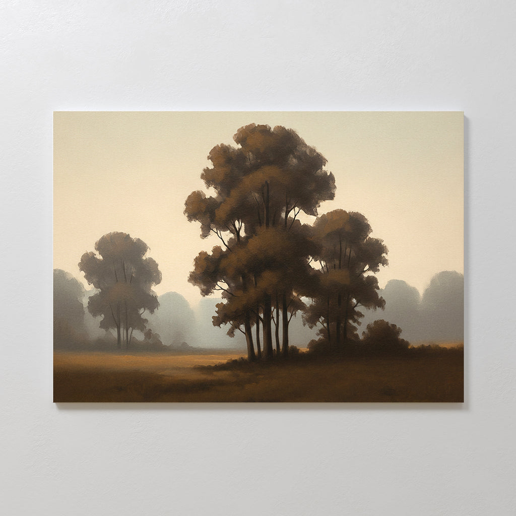 Whispers of First Light – earthy brown vintage canvas wall art print by Aspire Prints