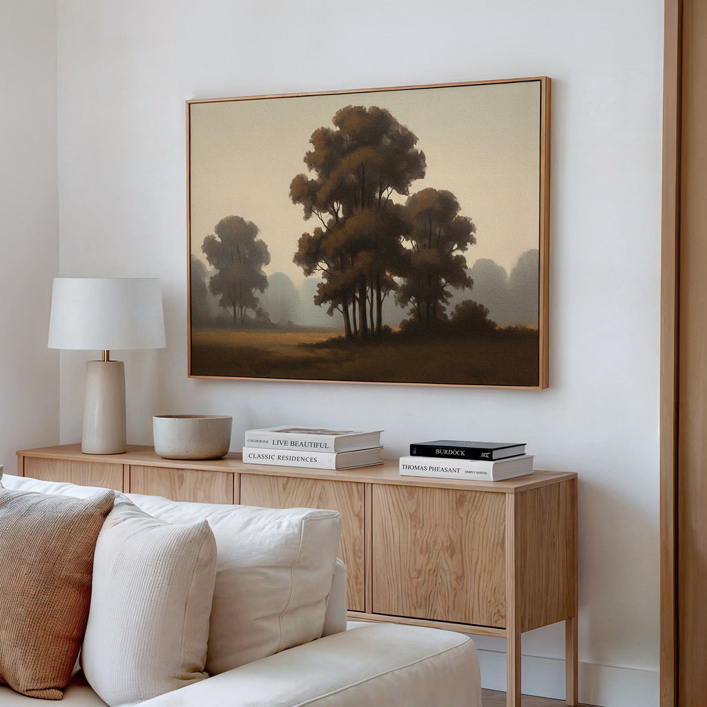 Whispers of First Light – earthy brown vintage canvas wall art print by Aspire Prints