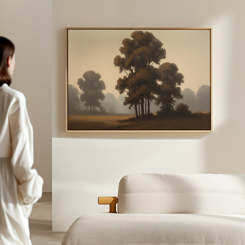 Whispers of First Light – earthy brown vintage canvas wall art print by Aspire Prints