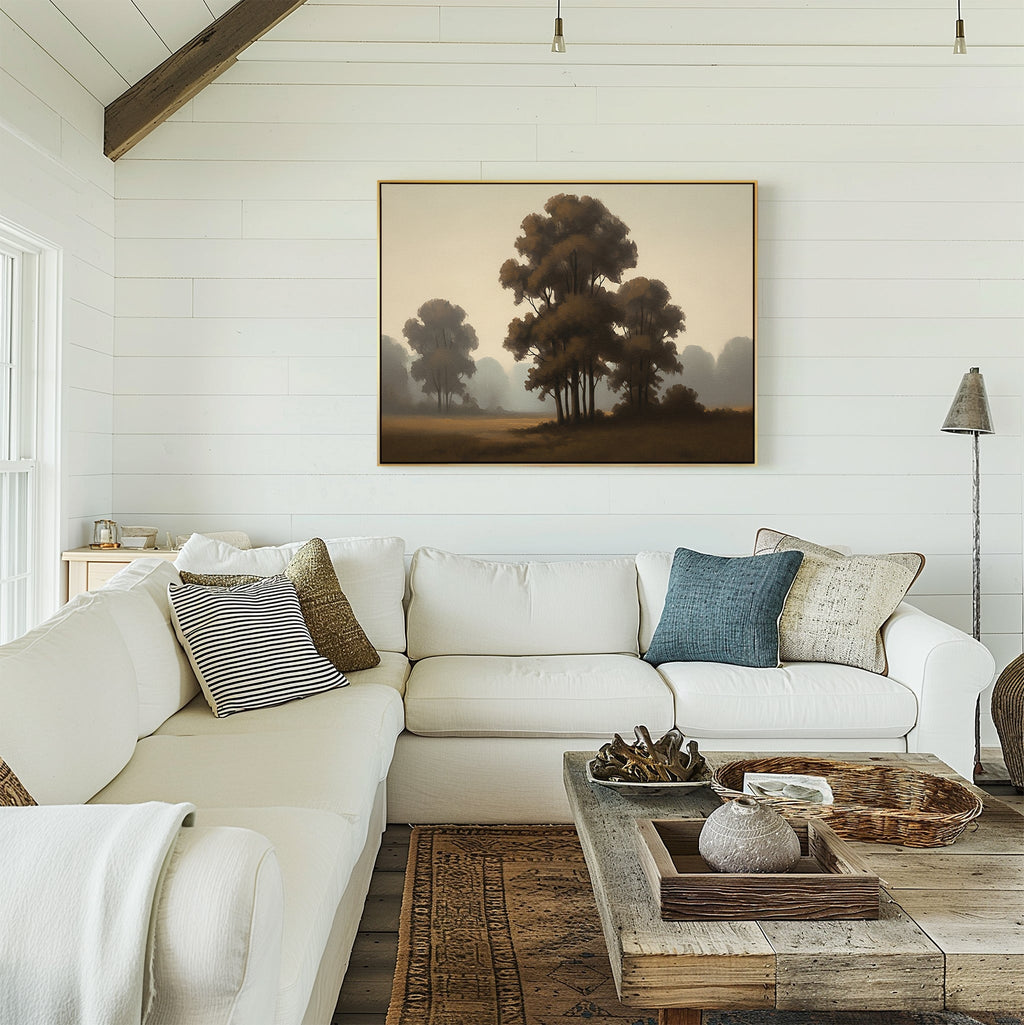 Whispers of First Light – earthy brown vintage canvas wall art print by Aspire Prints