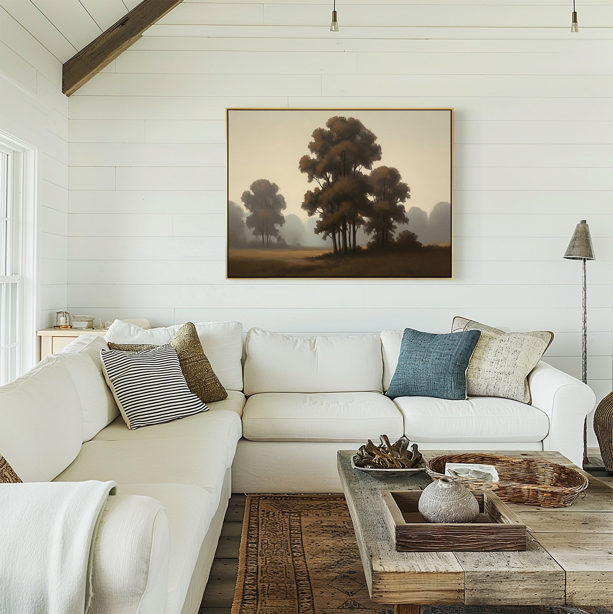 Whispers of First Light – earthy brown vintage canvas wall art print by Aspire Prints