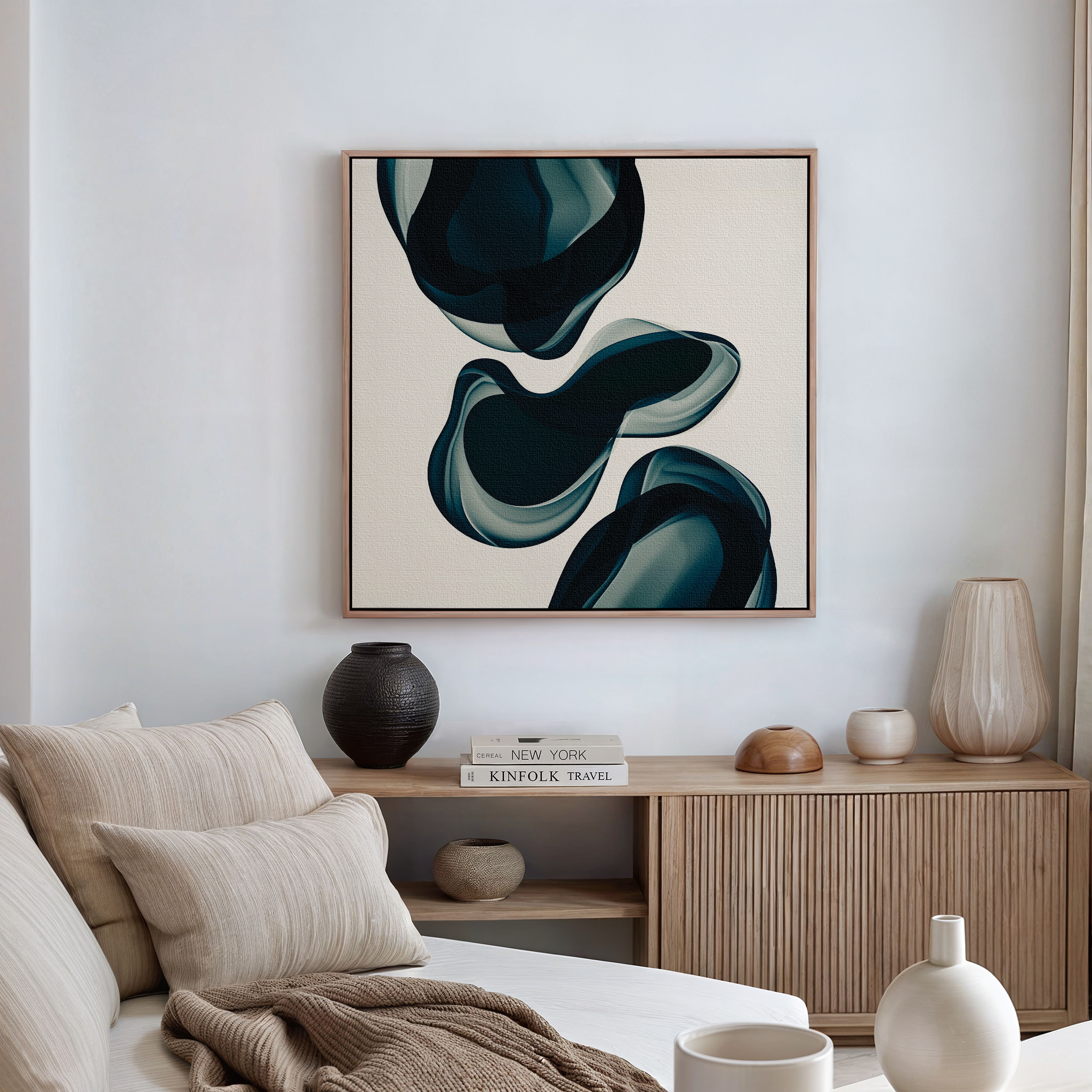 Abyssal Blue Reverie – blue abstract canvas wall art print by Aspire Prints