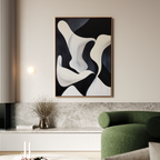 Midnight Tide – black and white abstract canvas wall art print by Aspire Prints