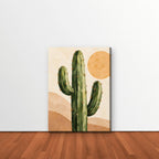 Desert Cactus Sun Canvas Art - Vertical – Stretched Canvas Only in room setting