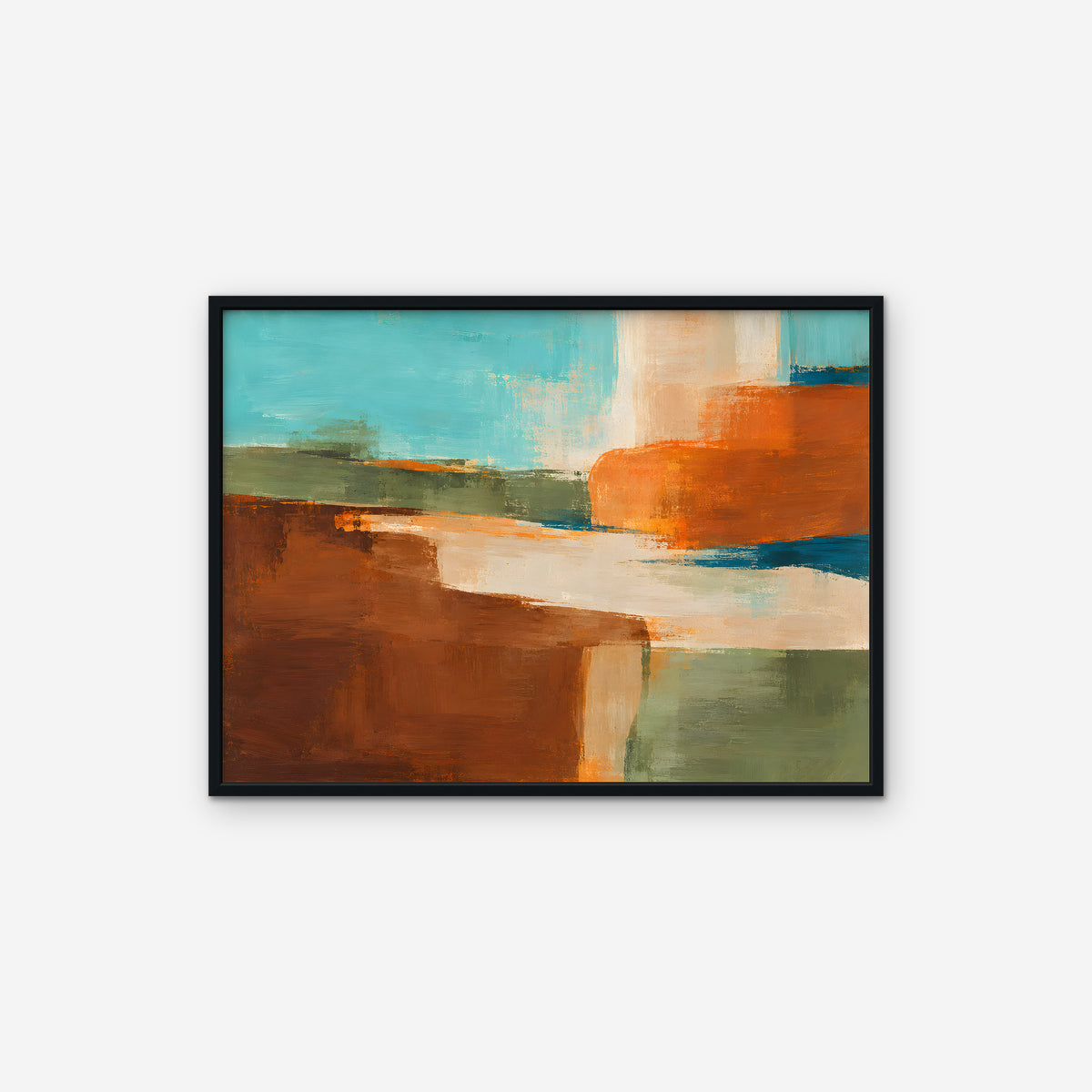 Desert Color Field Canvas Art - Horizontal – Black Floating Frame on white background