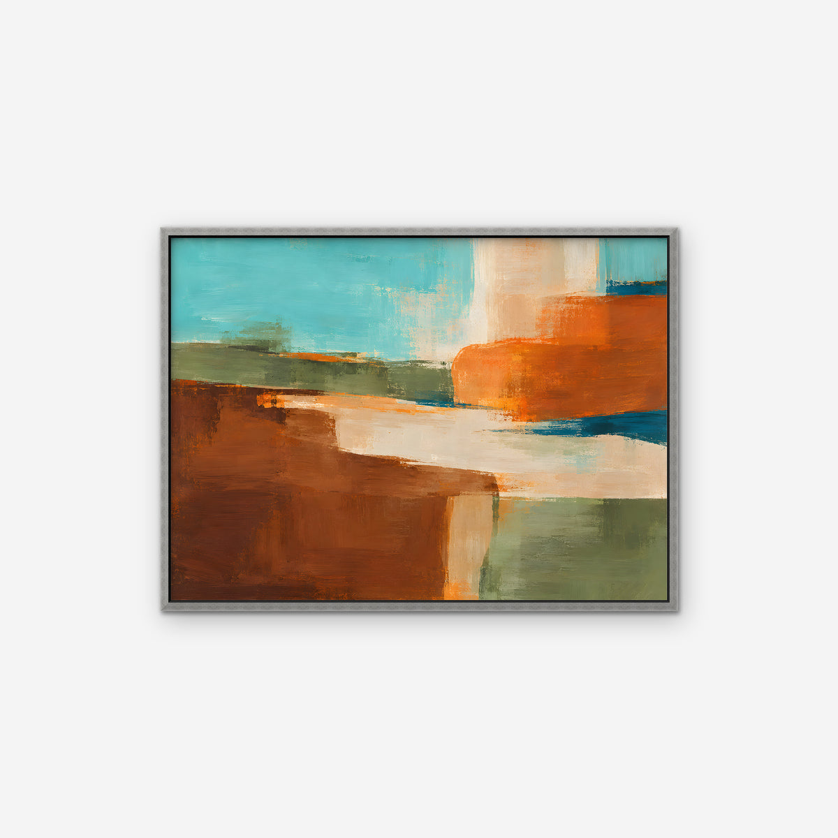 Desert Color Field Canvas Art - Horizontal – Silver Floating Frame on white background