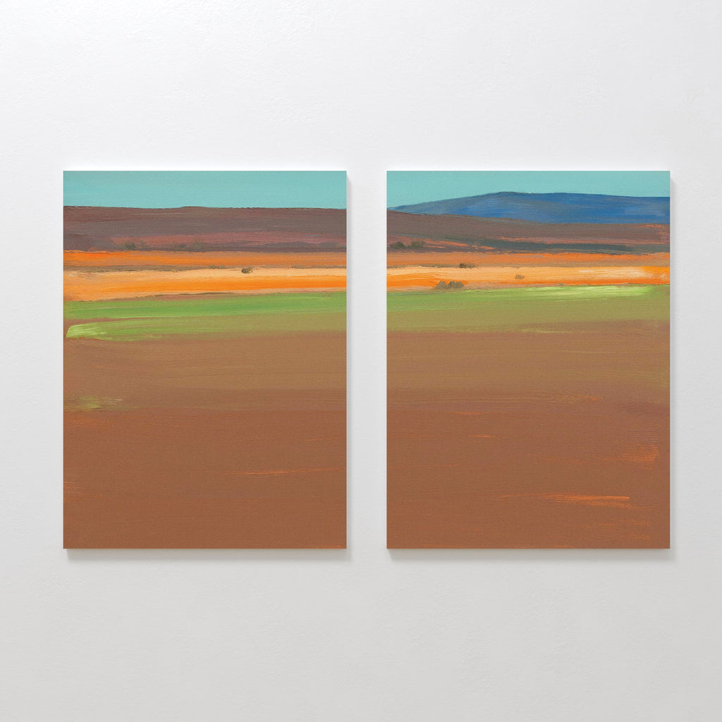 Desert Reverie Diptych – Set of 2 Canvas Prints set of 2 – earthy brown abstract canvas wall art by Aspire Prints