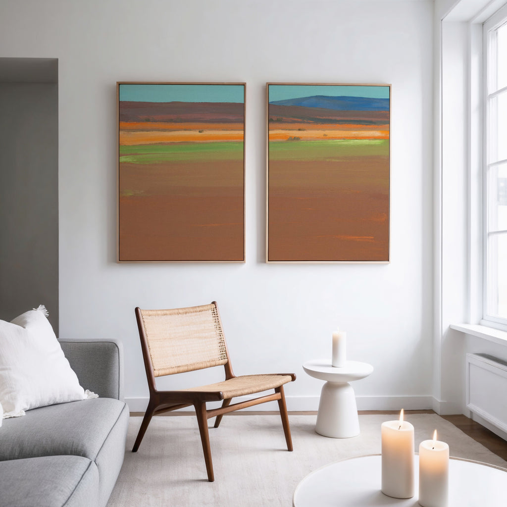 Desert Reverie Diptych – Set of 2 Canvas Prints set of 2 – earthy brown abstract canvas wall art by Aspire Prints
