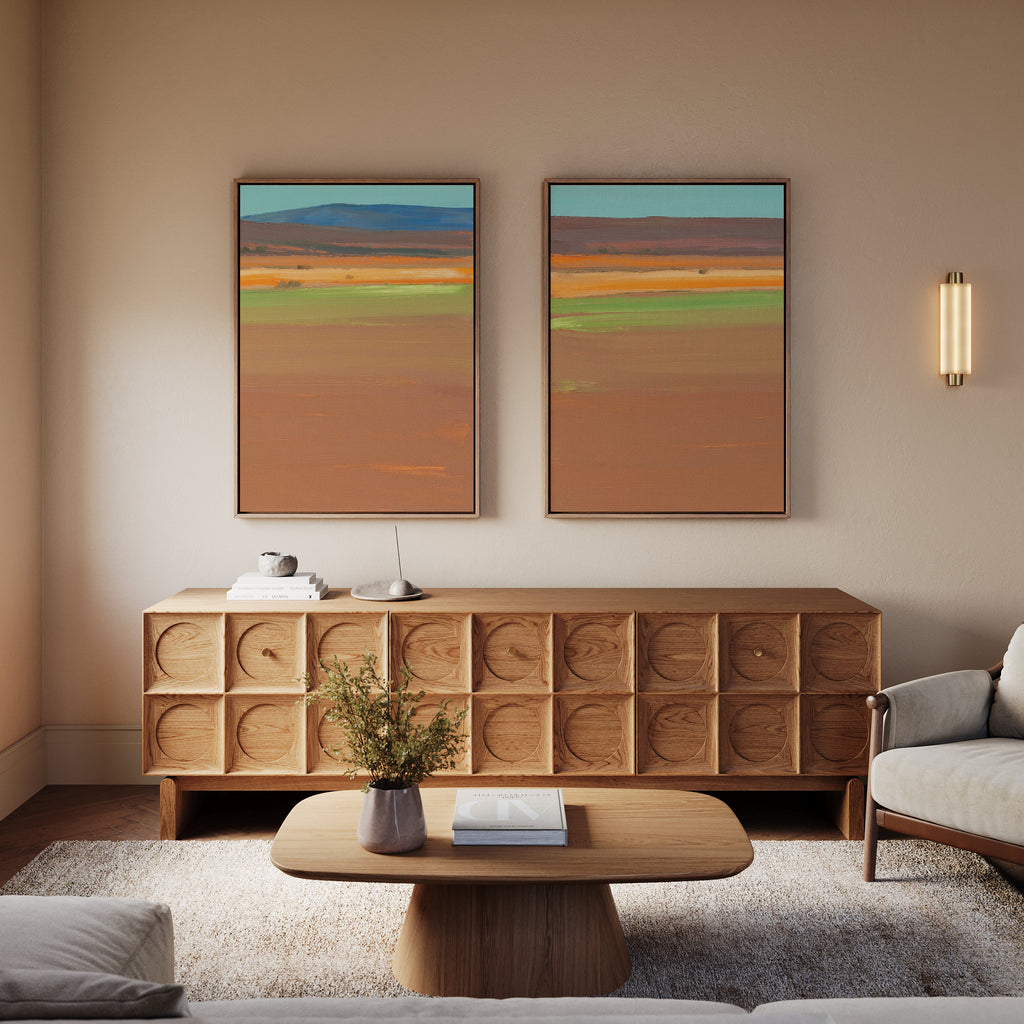 Desert Reverie Diptych – Set of 2 Canvas Prints set of 2 – earthy brown abstract canvas wall art by Aspire Prints