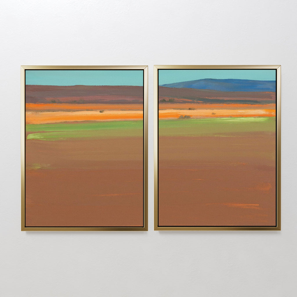 Desert Reverie Diptych – Set of 2 Canvas Prints set of 2 – earthy brown abstract canvas wall art by Aspire Prints