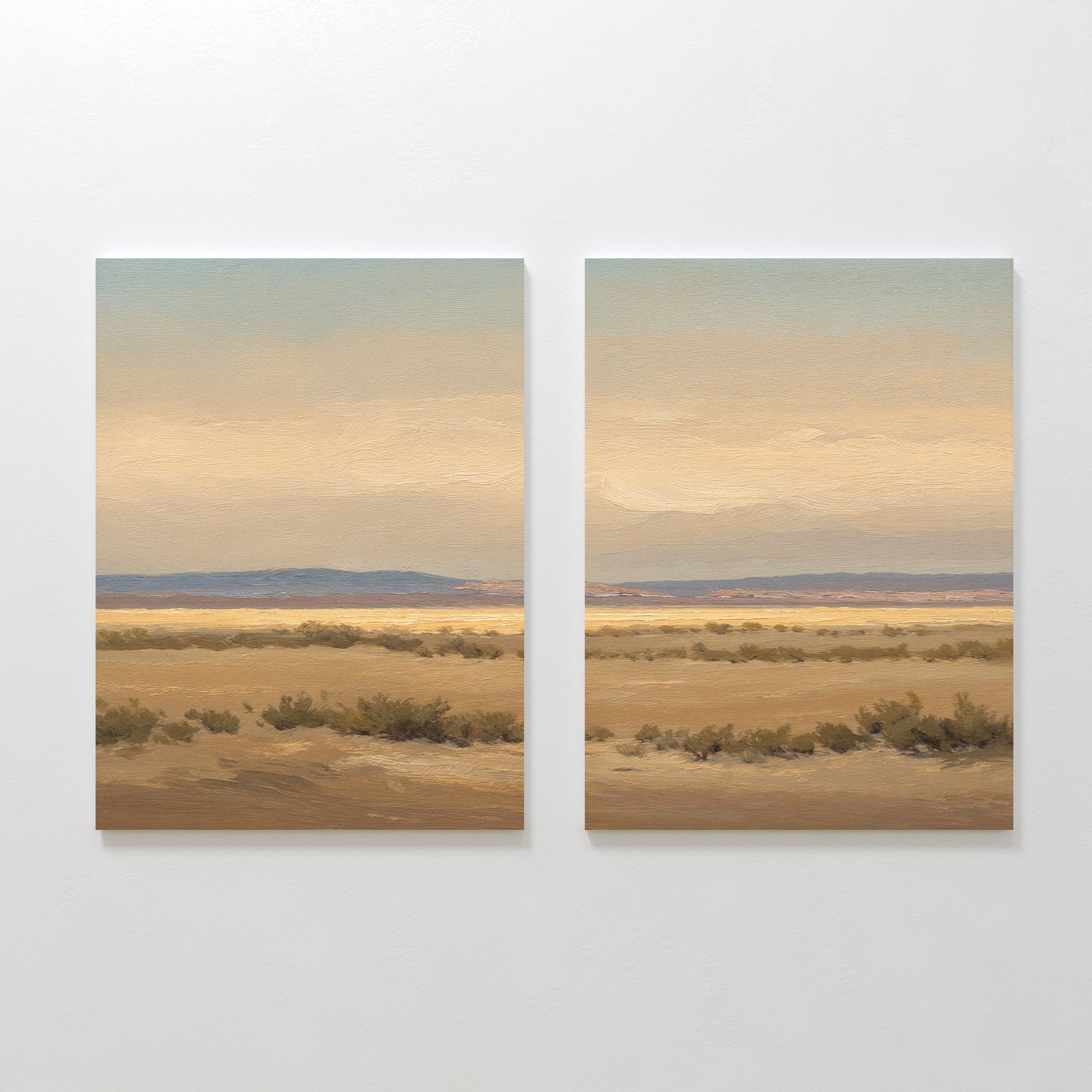 Whispers of the Mojave – Set of 2 Canvas Prints set of 2 – golden yellow vintage canvas wall art by Aspire Prints
