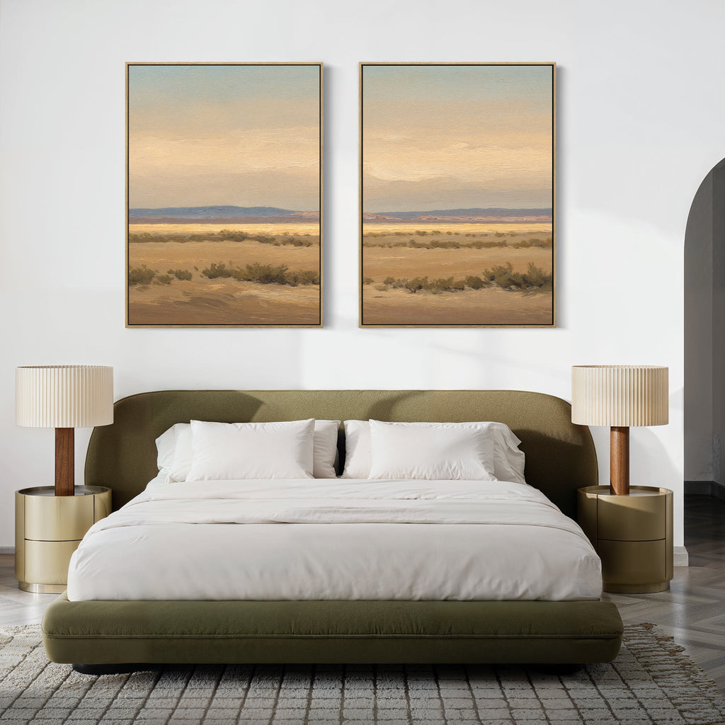 Whispers of the Mojave – Set of 2 Canvas Prints set of 2 – golden yellow vintage canvas wall art by Aspire Prints