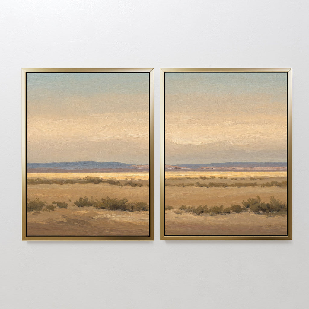 Whispers of the Mojave – Set of 2 Canvas Prints set of 2 – golden yellow vintage canvas wall art by Aspire Prints