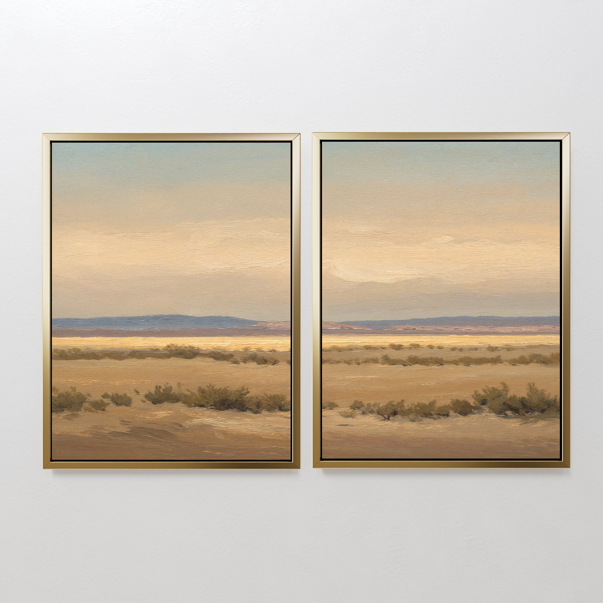 Whispers of the Mojave – Set of 2 Canvas Prints set of 2 – golden yellow vintage canvas wall art by Aspire Prints