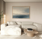Whispers of the Far Shore – blue coastal canvas wall art print by Aspire Prints