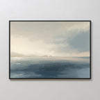 Whispers of the Far Shore – blue coastal canvas wall art print by Aspire Prints