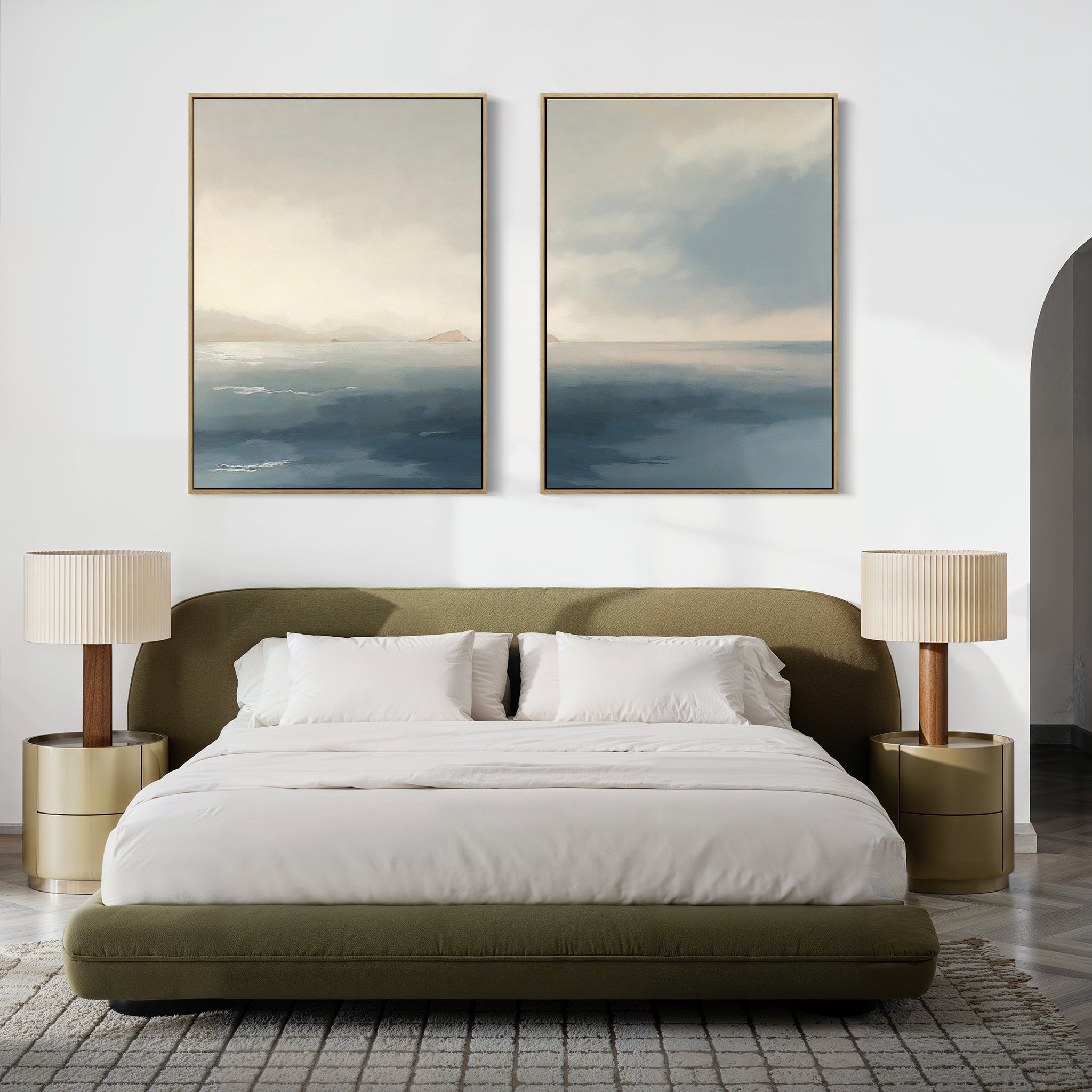 Whispers Across the Tide – Set of 2 Canvas Prints set of 2 – blue coastal canvas wall art by Aspire Prints